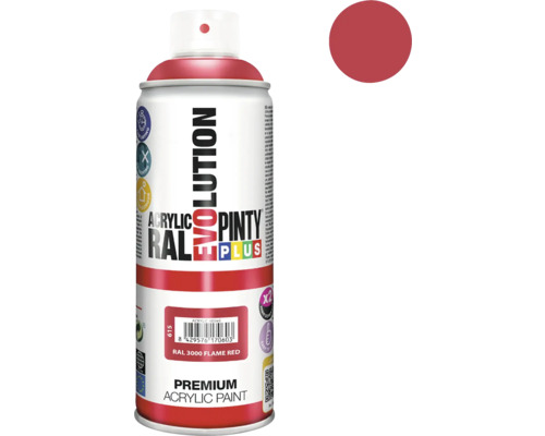 Barva ve spreji PINTYPLUS EVO 400ml RAL3000 ohnivě červená Pinty Plus Evolution Akrylová barva ve spreji RAL 3000 Flame Red