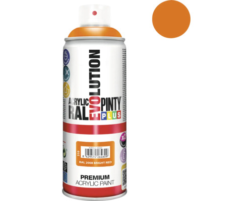 Barva ve spreji PINTYPLUS EVO 400ml RAL2008 světle červeno oranžová Akrylová barva ve spreji v plechovce se vzorem barvy