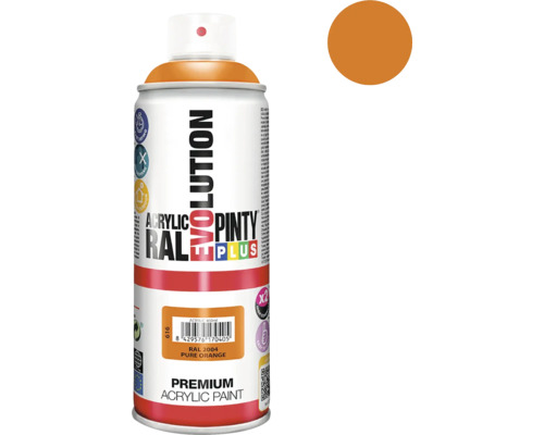 Barva ve spreji PINTYPLUS EVO 400ml RAL2004 oranžová Akrylová barva ve spreji, RAL 2004, čistě oranžová