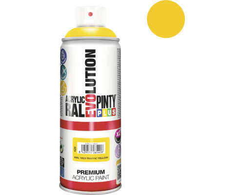 Barva ve spreji PINTYPLUS EVO 400ml RAL1023 žlutá dopravní Sprej s akrylovou barvou v dopravní žluté