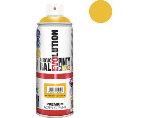 Barva ve spreji PINTYPLUS EVO 400ml RAL1007 narcisová žlutá Akrylová barva ve spreji s odstínem narcisově žlutá