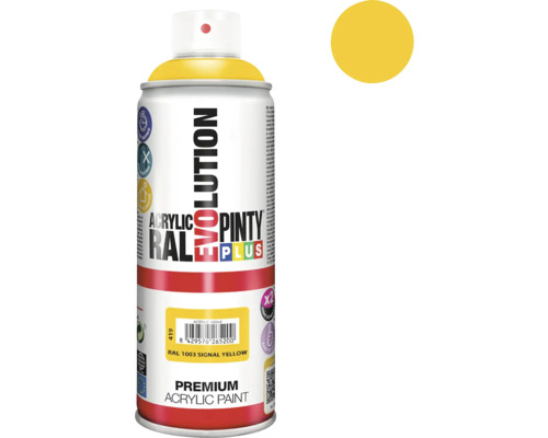 Barva ve spreji PINTYPLUS EVO 400ml RAL1003 signální žlutá Akrylová barva ve spreji Pinty Plus Evolution