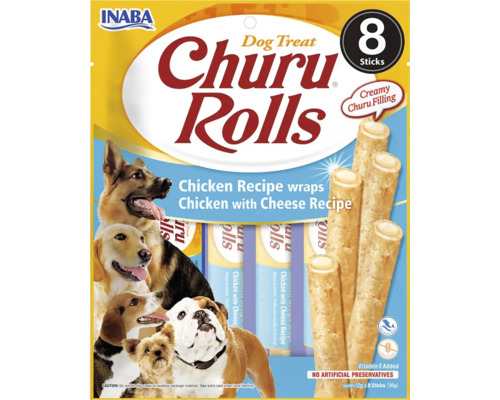 Pamlsky pro psy Churu Dog Rolls kuře, sýr 96 g