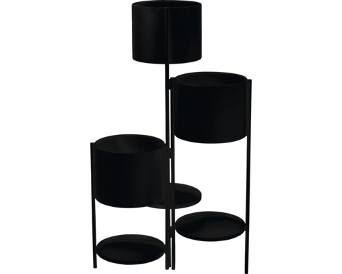 Květinový stolek schůdky Lafiora 40 x 32 x 68 cm kovový černý