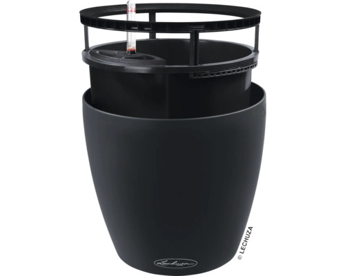 Černý květináč se zavlažovacím systémem