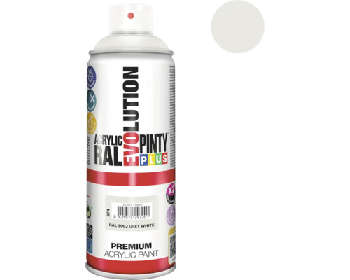 Barva ve spreji PINTYPLUS EVO 400ml RAL9002 šedobílá Akrylová barva ve spreji Evolution RAL 9002 šedobílá