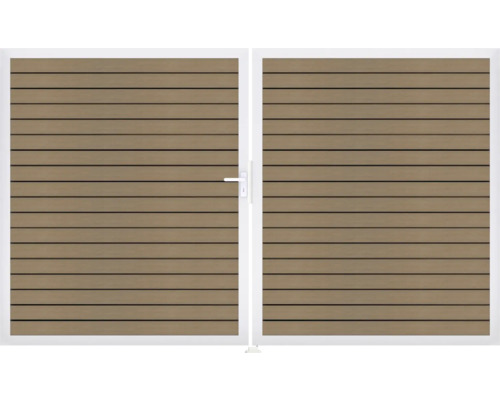 Dvojitá dřevěná brána s rukojetí