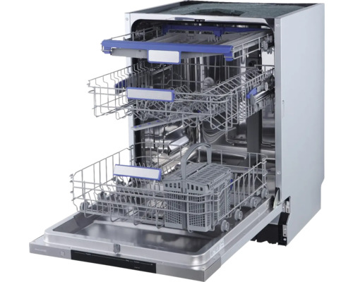 Otevřená myčka s několika policemi