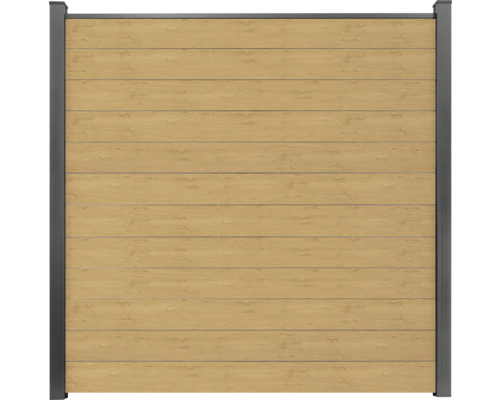 Plotové pole GroJa BasicLine úzký Dřevěný plot s vodorovnými deskami a rámem