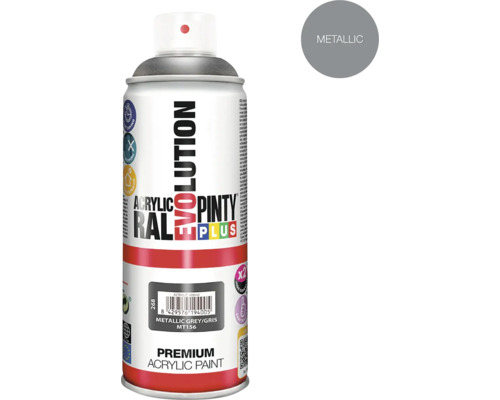 Barva ve spreji PINTYPLUS EVO 400ml MT156 metalický šedý Sprej Evolution s metalickou šedou akrylovou barvou