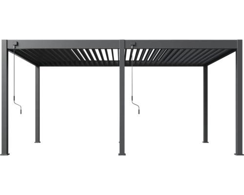 Pergola s lamelovou střechou a klikovým mechanismem