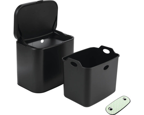 Černý odpadkový koš s víkem a vložkou