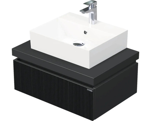 Koupelnová skříňka s umyvadlem Intedoor DESK 3D černá matná 70,5 x 44,4 x 50,2 cm DE 54 3D 70 STORM 1Z A9276
