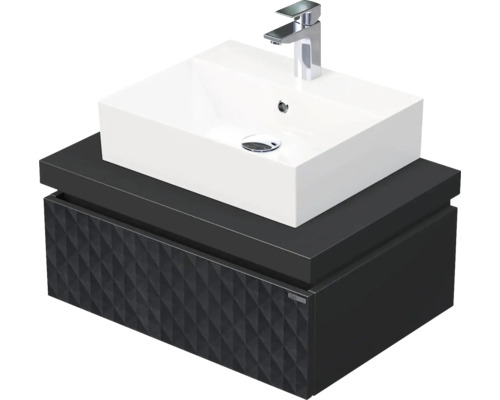 Koupelnová skříňka s umyvadlem Intedoor DESK 3D černá matná 70,5 x 44,4 x 50,2 cm DE 54 3D 70 STORM 1Z U129