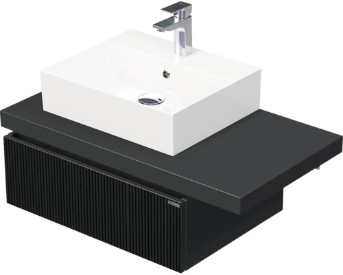 Koupelnová skříňka s umyvadlem Intedoor DESK 3D černá matná 90,5 x 44,4 x 50,2 cm DE 54 3D 90 L STORM 1Z A9276