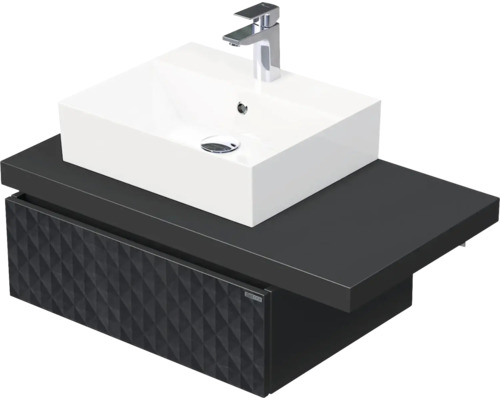 Koupelnová skříňka s umyvadlem Intedoor DESK 3D černá matná 90,5 x 44,4 x 50,2 cm DE 54 3D 90 L STORM 1Z U129