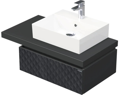 Koupelnová skříňka s umyvadlem Intedoor DESK 3D černá matná 90,5 x 44,4 x 50,2 cm DE 54 3D 90 P STORM 1Z U129
