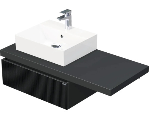 Koupelnová skříňka s umyvadlem Intedoor DESK 3D černá matná 110,5 x 44,4 x 50,2 cm DE 54 3D 110 L STORM 1Z A9276