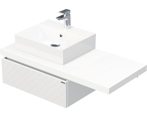 Koupelnová skříňka s umyvadlem Intedoor DESK 3D bílá matná 110,5 x 44,4 x 50,2 cm DE 54 3D 110 L STORM 1Z B073