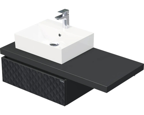 Koupelnová skříňka s umyvadlem Intedoor DESK 3D černá matná 110,5 x 44,4 x 50,2 cm DE 54 3D 110 L STORM 1Z U129