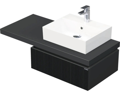 Koupelnová skříňka s umyvadlem Intedoor DESK 3D černá matná 110,5 x 44,4 x 50,2 cm DE 54 3D 110 P STORM 1Z A9276