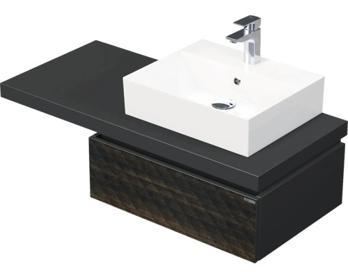 Koupelnová skříňka s umyvadlem Intedoor DESK 3D hnědá 110,5 x 44,4 x 50,2 cm DE 54 3D 110 P STORM 1Z LR29
