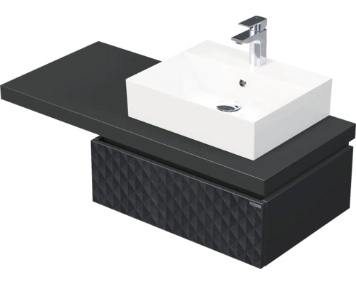 Koupelnová skříňka s umyvadlem Intedoor DESK 3D černá matná 110,5 x 44,4 x 50,2 cm DE 54 3D 110 P STORM 1Z U129