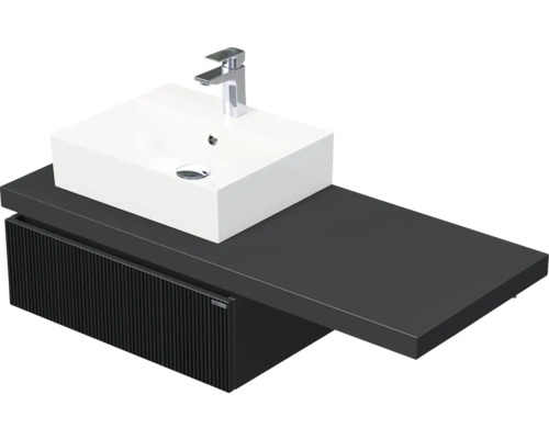 Koupelnová skříňka s umyvadlem Intedoor DESK 3D černá matná 120,5 x 44,4 x 50,2 cm DE 54 3D 120 L STORM 1Z A9276