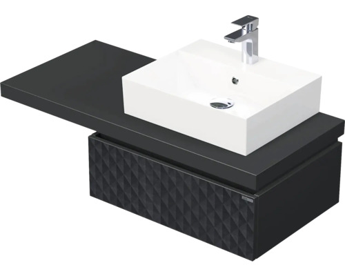 Koupelnová skříňka s umyvadlem Intedoor DESK 3D černá matná 120,5 x 44,4 x 50,2 cm DE 54 3D 120 P STORM 1Z U129