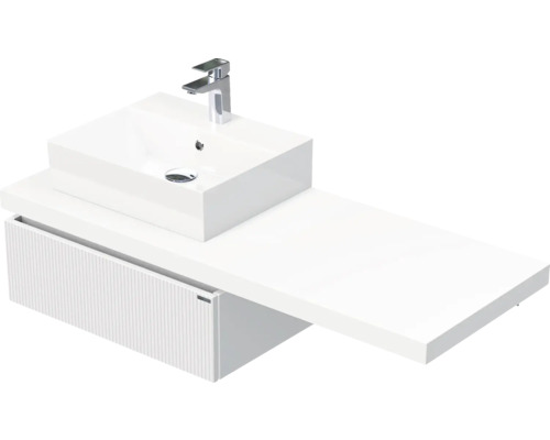 Koupelnová skříňka s umyvadlem Intedoor DESK 3D bílá matná 130,5 x 44,4 x 50,2 cm DE 54 3D 130 L STORM 1Z A8916