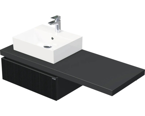 Koupelnová skříňka s umyvadlem Intedoor DESK 3D černá matná 130,5 x 44,4 x 50,2 cm DE 54 3D 130 L STORM 1Z A9276