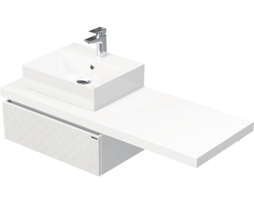 Koupelnová skříňka s umyvadlem Intedoor DESK 3D bílá matná 130,5 x 44,4 x 50,2 cm DE 54 3D 130 L STORM 1Z B073