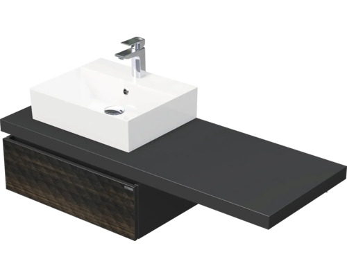Koupelnová skříňka s umyvadlem Intedoor DESK 3D hnědá 130,5 x 44,4 x 50,2 cm DE 54 3D 130 L STORM 1Z LR29