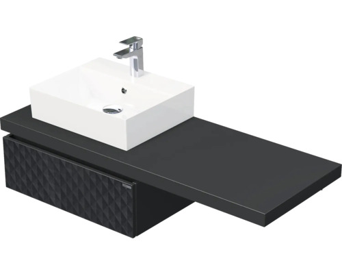 Koupelnová skříňka s umyvadlem Intedoor DESK 3D černá matná 130,5 x 44,4 x 50,2 cm DE 54 3D 130 L STORM 1Z U129