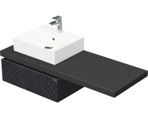 Koupelnová skříňka s umyvadlem Intedoor DESK 3D černá matná 130,5 x 44,4 x 50,2 cm DE 54 3D 130 L STORM 1Z U129 Koupelnová skříňka s umyvadlem Intedoor DESK 3D černá matná 130,5 x 44,4 x 50,2 cm DE 54 3D 130 L STORM 1Z U129