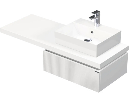 Koupelnová skříňka s umyvadlem Intedoor DESK 3D bílá matná 130,5 x 44,4 x 50,2 cm DE 54 3D 130 P STORM 1Z A8916