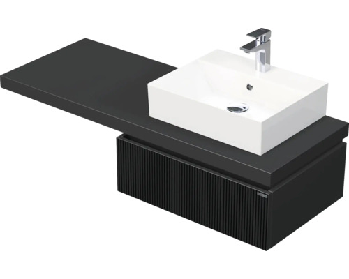 Koupelnová skříňka s umyvadlem Intedoor DESK 3D černá matná 130,5 x 44,4 x 50,2 cm DE 54 3D 130 P STORM 1Z A9276