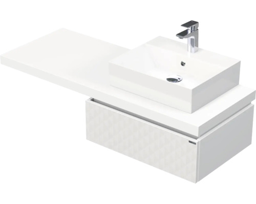 Koupelnová skříňka s umyvadlem Intedoor DESK 3D bílá matná 130,5 x 44,4 x 50,2 cm DE 54 3D 130 P STORM 1Z B073 Koupelnová skříňka s umyvadlem Intedoor DESK 3D bílá matná 130,5 x 44,4 x 50,2 cm DE 54 3D 130 P STORM 1Z B073