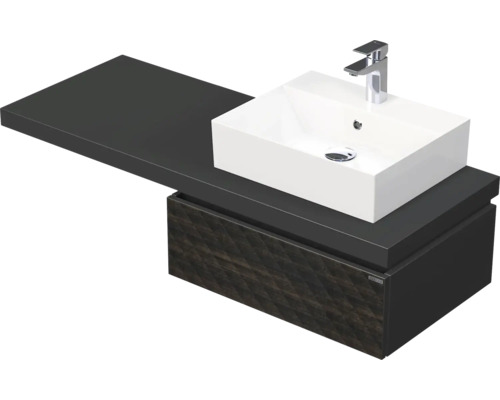 Koupelnová skříňka s umyvadlem Intedoor DESK 3D hnědá 130,5 x 44,4 x 50,2 cm DE 54 3D 130 P STORM 1Z LR29