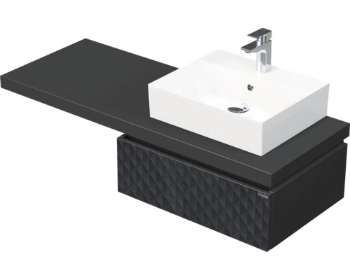 Koupelnová skříňka s umyvadlem Intedoor DESK 3D černá matná 130,5 x 44,4 x 50,2 cm DE 54 3D 130 P STORM 1Z U129
