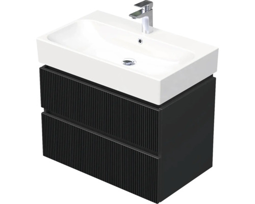 Koupelnová skříňka s umyvadlem Intedoor STORM 3D černá matná 75 x 66 x 46,5 cm STORM 3D 75 2Z A9276