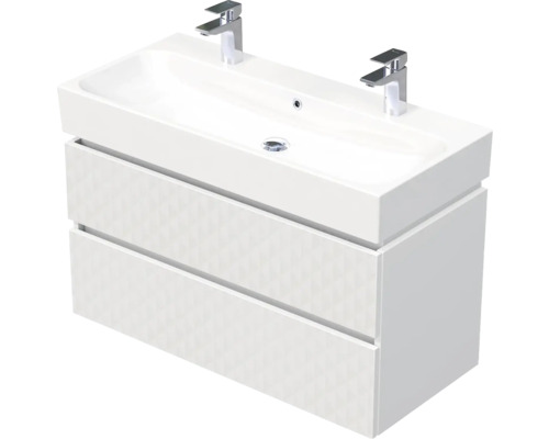 Koupelnová skříňka s umyvadlem Intedoor STORM 3D bílá matná 100 x 66 x 46,5 cm STORM 3D 100D 2Z B073