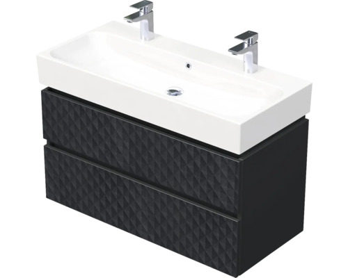Koupelnová skříňka s umyvadlem Intedoor STORM 3D černá matná 100 x 66 x 46,5 cm STORM 3D 100D 2Z U129