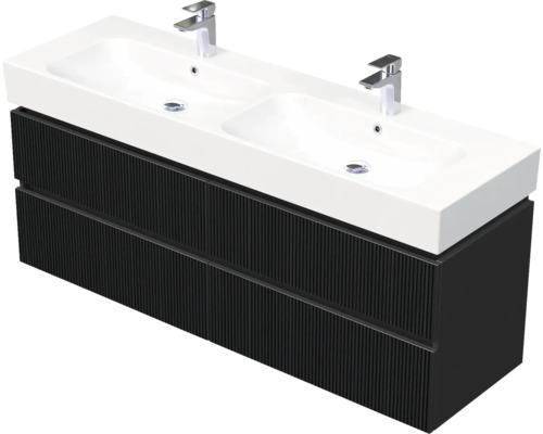 Koupelnová skříňka s umyvadlem Intedoor STORM 3D černá matná 150 x 66 x 46,5 cm STORM 3D 150D 4Z A9276