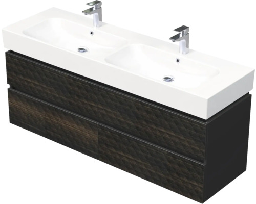 Koupelnová skříňka s umyvadlem Intedoor STORM 3D hnědá 150 x 66 x 46,5 cm STORM 3D 150D 4Z LR29 Koupelnová skříňka s umyvadlem Intedoor STORM 3D hnědá 150 x 66 x 46,5 cm STORM 3D 150D 4Z LR29