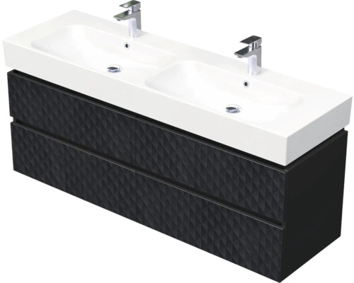 Koupelnová skříňka s umyvadlem Intedoor STORM 3D černá matná 150 x 66 x 46,5 cm STORM 3D 150D 4Z U129