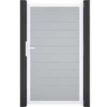 Hliníková zahradní branka s vodorovnými panely a rukojetí