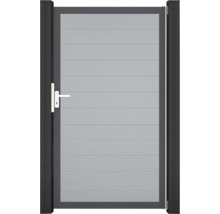 Zahradní branka s horizontálními lamelami a rukojetí