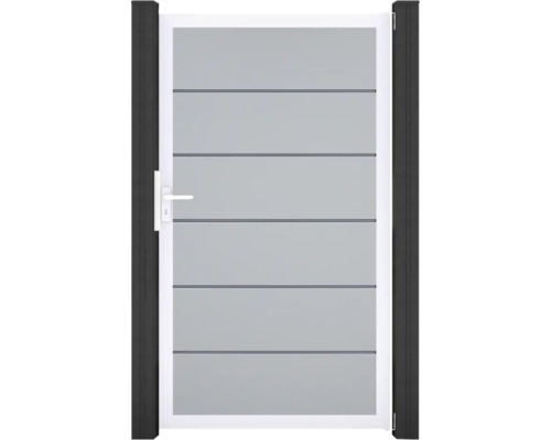 Zahradní branka s vodorovnými prvky a klikou