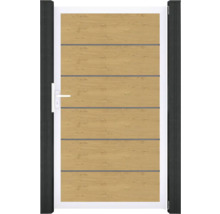 Zahradní branka s designem dřeva a vodorovnými ozdobnými lištami